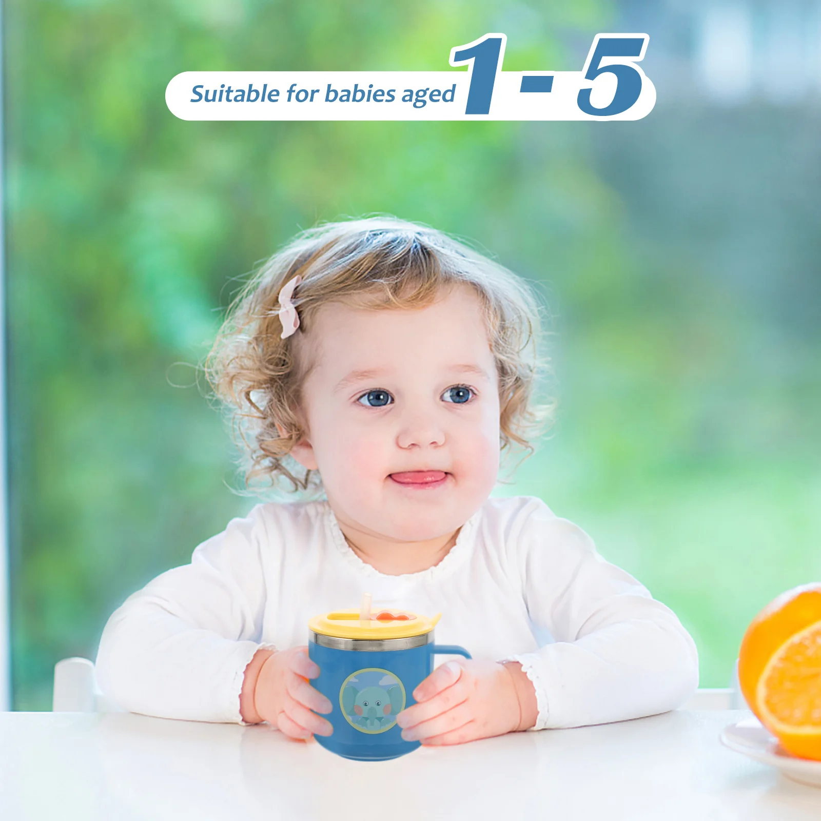 

Cute Cartoon Pattern Toddler Mug Stainless Steel Unbreakable Kids Cup with Handle Easy Clean Detachable Straw Cover