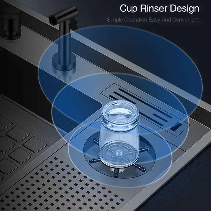 ASRAS Large Size Nanometer Cup Rinser Stepped Kitchen Sink 304 Stainless Steel 4mm Thickness Handmade Sinks With Knife Holder