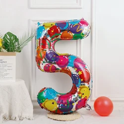 40inch Large Color Number Foil Balloons Digital Balloons 2nd Birthday Party Decoration Kids Adults Baby Shower Helium Balloon