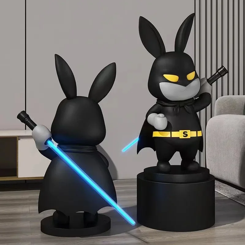 Trendy Luminous Lightsaber Super Rabbit Doll Floor-standing Ornament, Store Large Home Decoration Internet Celebrity Ornament