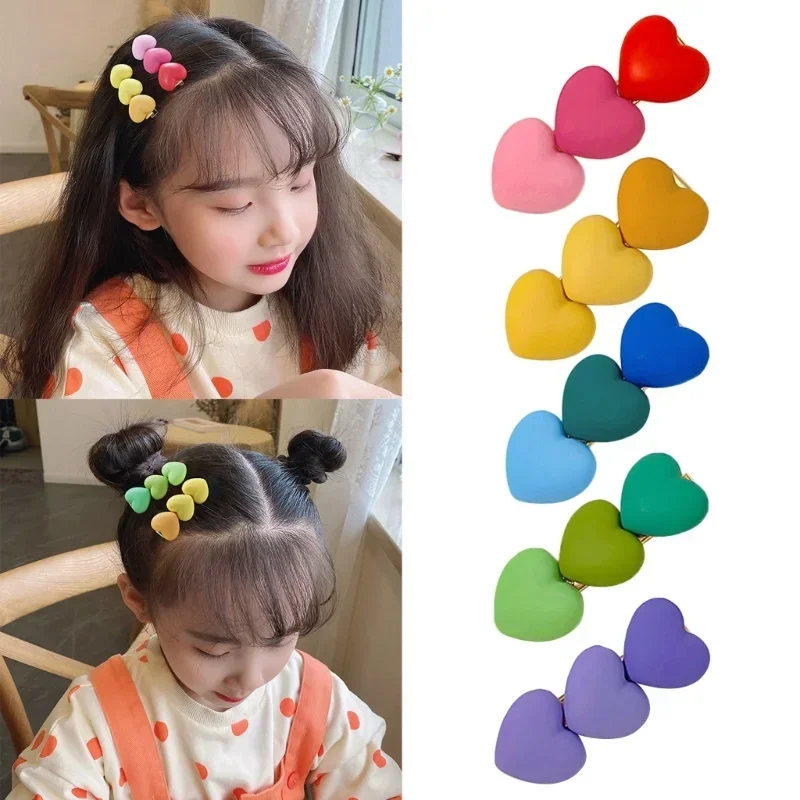 Children Hairpins Side Bangs Clip for Girl Sweet Love Hair Pin Candy Color Acrylic Hair Barrettes Pet Hair Accessories