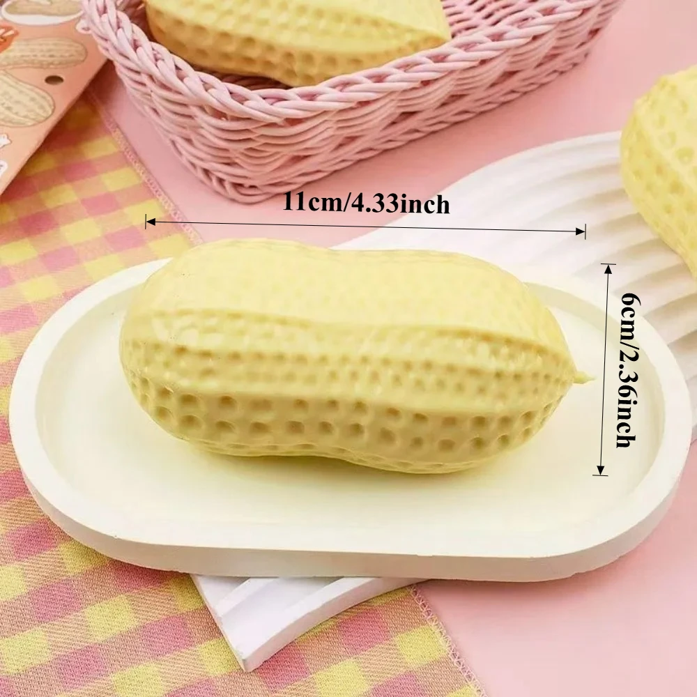 1W-Stress Relief Peanut Squishy Ball, Soft Anti-Anxiety ADHD Sensory Fidget Toy Durable Washable Stress Ball for Adults