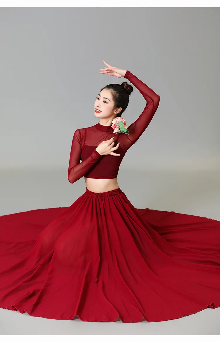 Temperament performance jazz performance costume temperament swing long skirt red modern ballroom dress