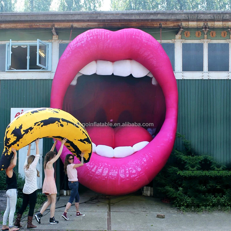 Custom Made 3M High Inflatable Mouth Balloons For Decoration / Valentine's Day Air Blown Advertising Lips - BG-M0202