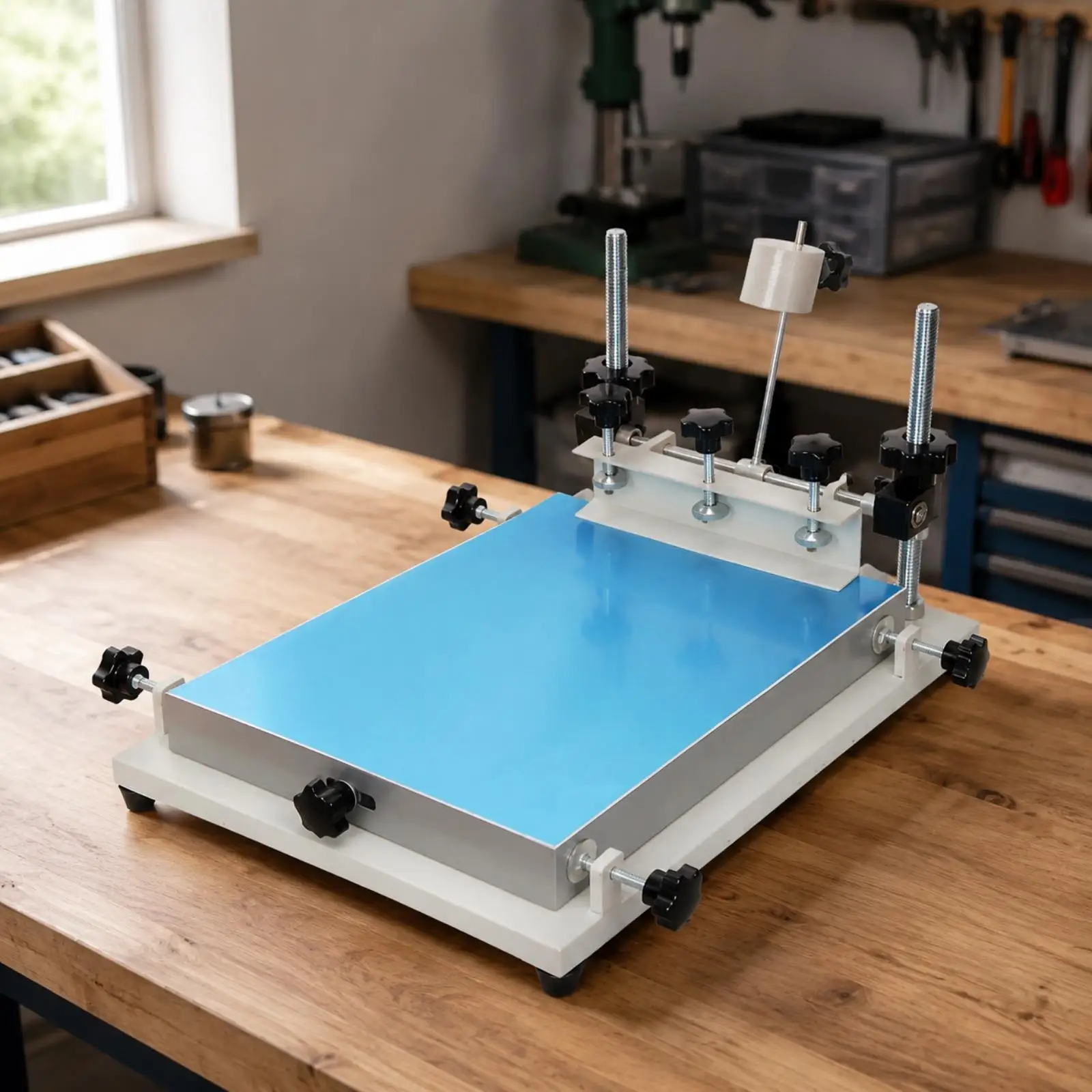 Adjustable Manual Screen Printer for Glass Textile Metal Wood Flat Surface Custom Design Printing Work