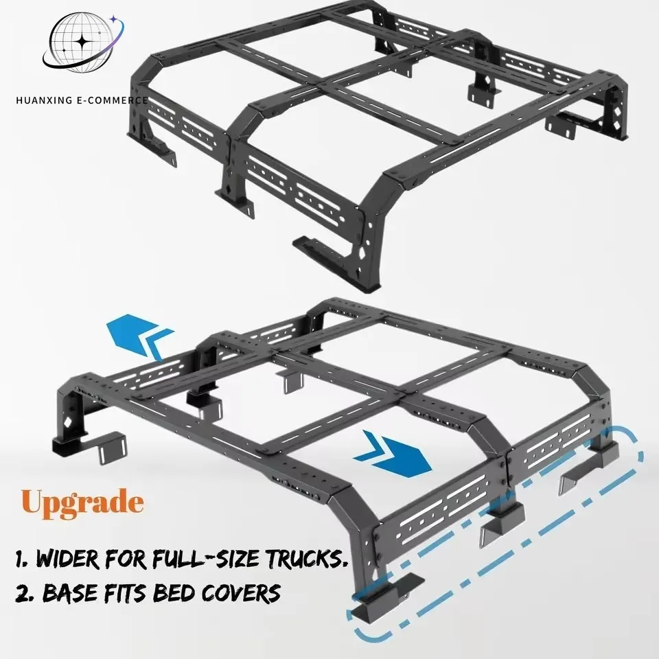 Adjustable Steel Alloy Truck Bed Rack Heavy Duty Pickup Bed Cargo Rack Roll Bar Platform Rack For Ranger F150 Ram Customization