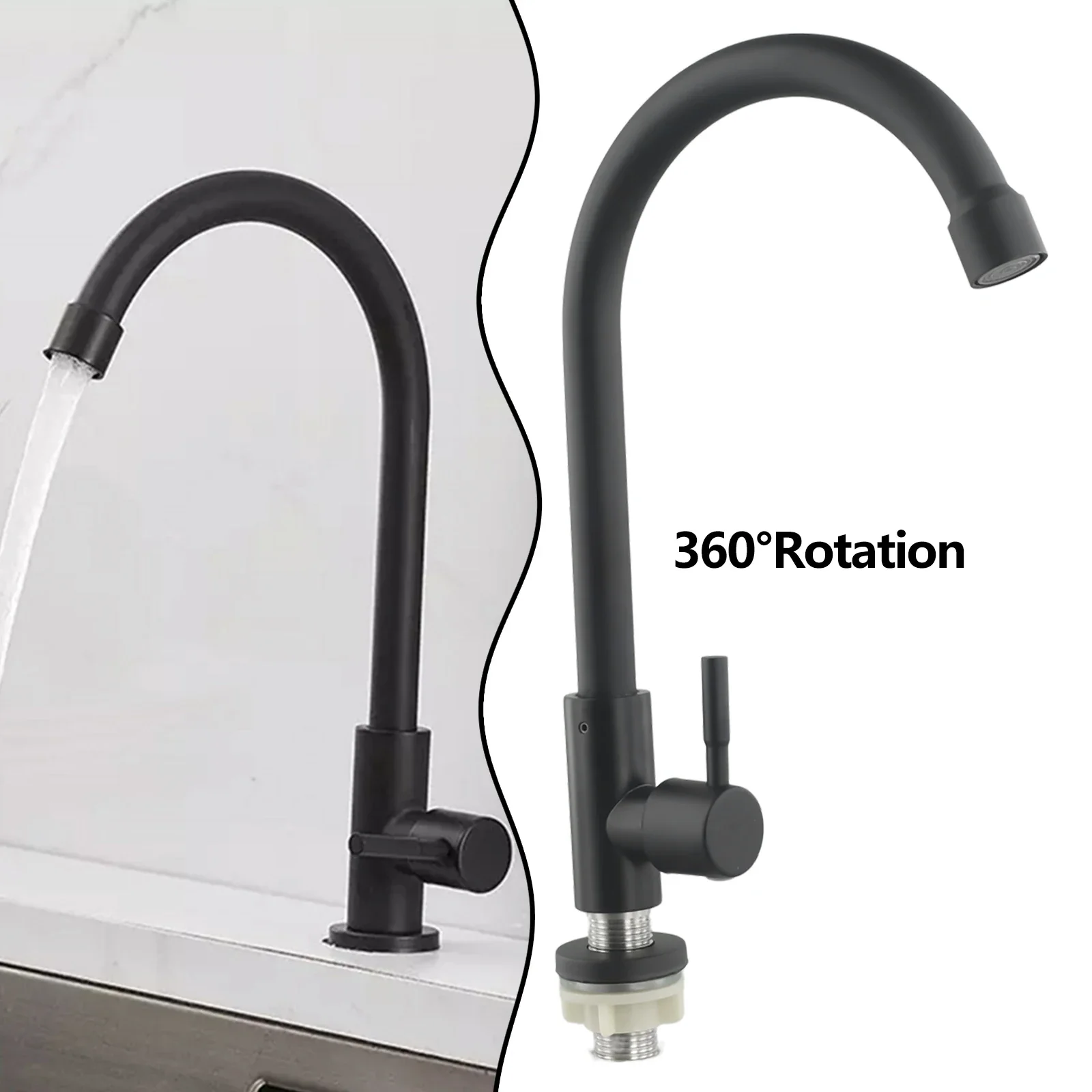 Stainless Steel Kitchen Faucet Water Purifier Single Cold Tap Deck Mount Degree Rotation Single Handle Sink Tap Water Saving