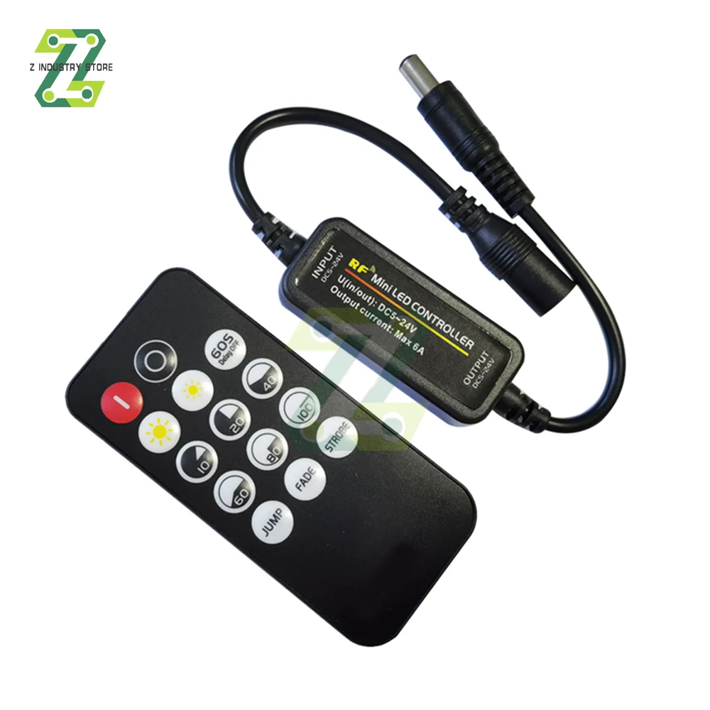 RF Wireless Remote 14Key 6A Wireless RF Controller Switch DC5-24V Single Color LED Strip Lights Driver Dimmer Switch