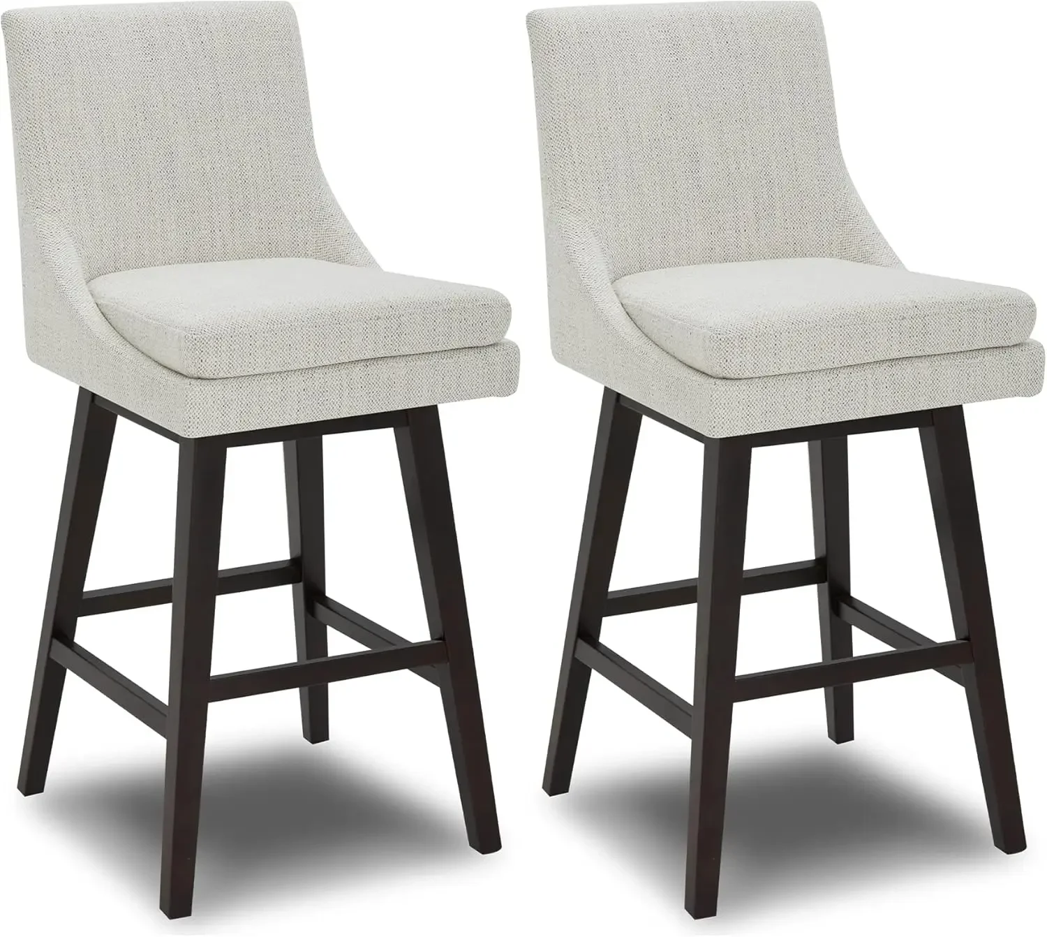 

CHITA Bar Height Swivel Barstool with Back Set of 2 FSC Certified Upholstered Bar Stool 30.7" H Seat Height Fabric in Ivory