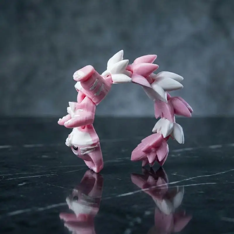 3D-gedruckter rosa Katzen-Schlüsselanhänger mit beweglichem, flexiblem Schwanz, niedliches Cartoon-Design zur Rucksackdekoration, Geschenk für Katzenliebhaber – Detail 3