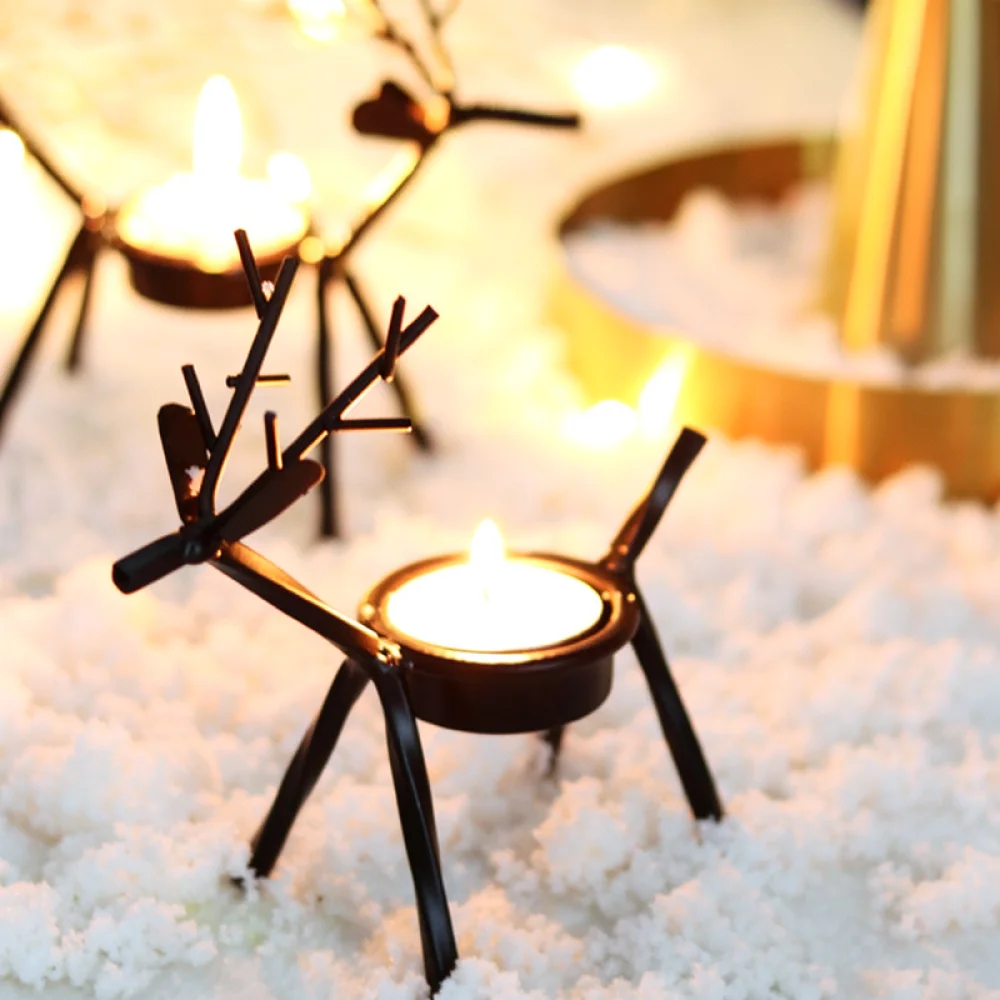 Elegant Deer Shaped Iron Candle Stand Modern Minimalist Candlestick For Christmas Table Home Interior Ornament