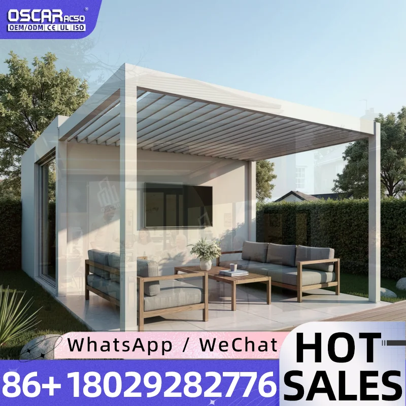 Motorized Retractable Aluminum Pergola Modern Outdoor Sun Shade for Garden Backyard Patio pergola