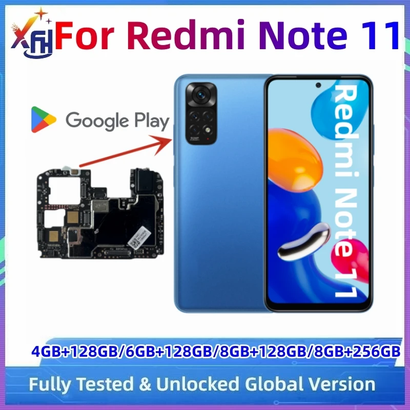 Motherboards for Redmi Note 11 4G, Original Unlocked Mainboard, Global Version Logic Board, 128GB ROM