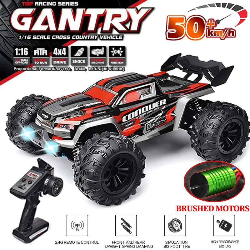 SCY 16102 1:16 50KM/H 4WD RC Car With LED Light Remote Control Cars High Speed Drift Monster Truck for Kids vs Wltoys 144001 Toy