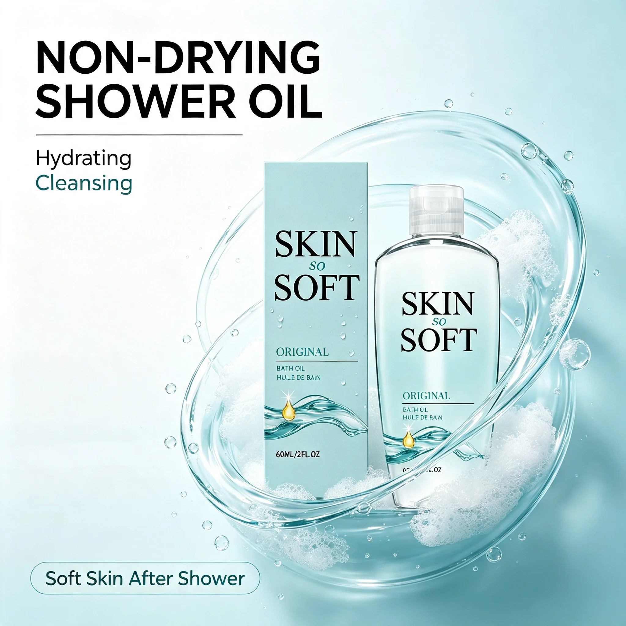 Aromatherapy Shower Oil, Gentle Cleansing Non‑Drying Body Oil, Long‑Lasting Fragrance Refreshing Hydrating Soft Skin Body Care