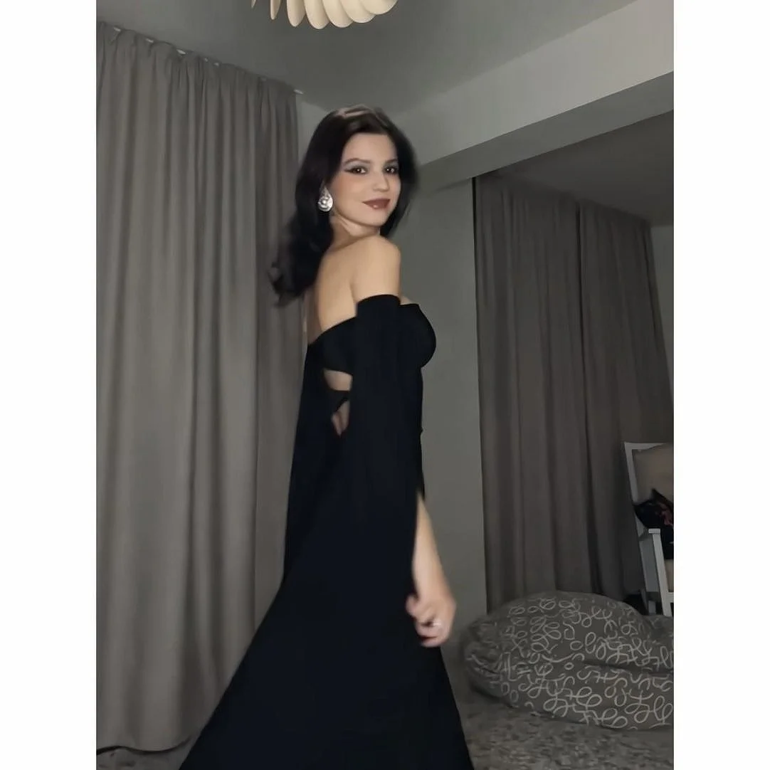 Sexy Black Celebrity Dresses Detachable Sleeves Bra Slim Fit Strapless Hollow Out Backless Mermaid Evening Gowns Saudi Arabia