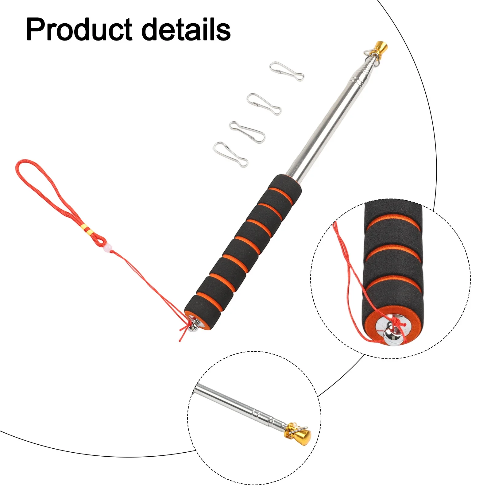 1pcs 3 Meters Telescopic Handheld Flagpole With 4 Clips For Displaying Flags Banners Signs Telescopic Flag Pole Tools