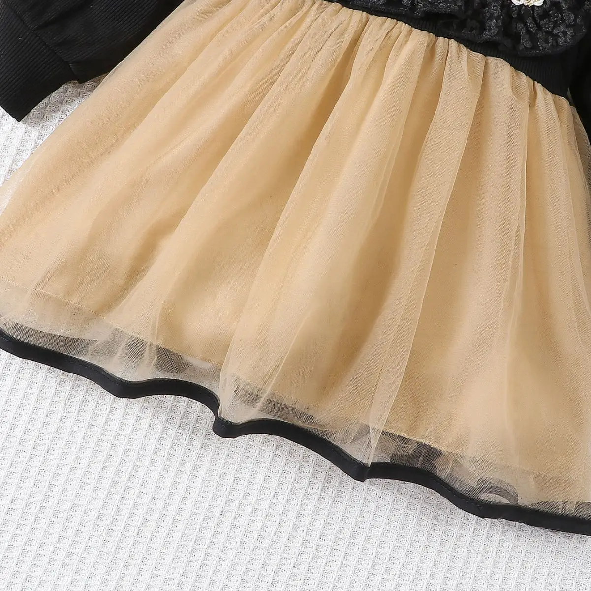 Baby Clothes Girl Spring Dress Children\'s Style Lantern Sleeve Mesh Princess Dress Long Sleeve Puff Sleeve Girl\'s Puff Skirt