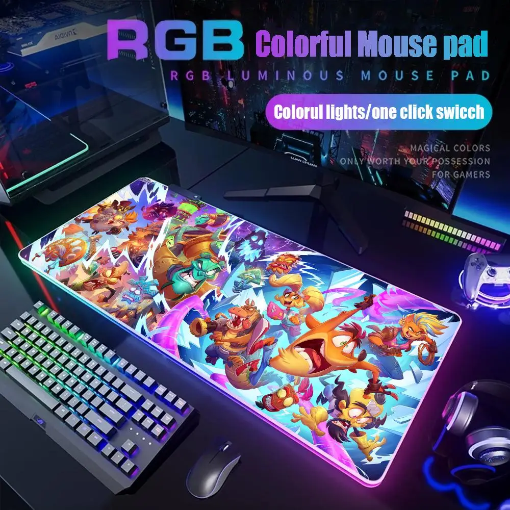 

Game crash bandicoot 4 Mouse Pad Rgb Desk Mat Back Light Led Mousepad Setup Gaming Accessories Deskmat Big Mousepad Backlight