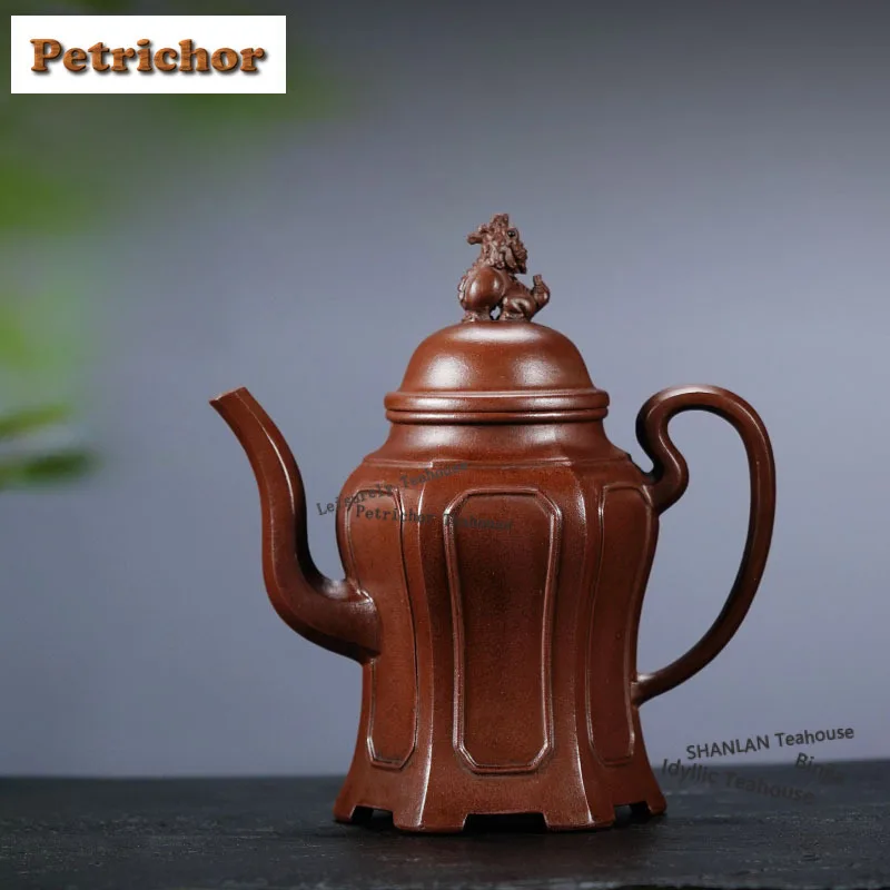 

480ml Exquisite Yixing Purple Clay Teapots Famous Handmade Hexagonal High Bell Pot Raw Ore Purple Mud Kettle Zisha Tea Set Gift