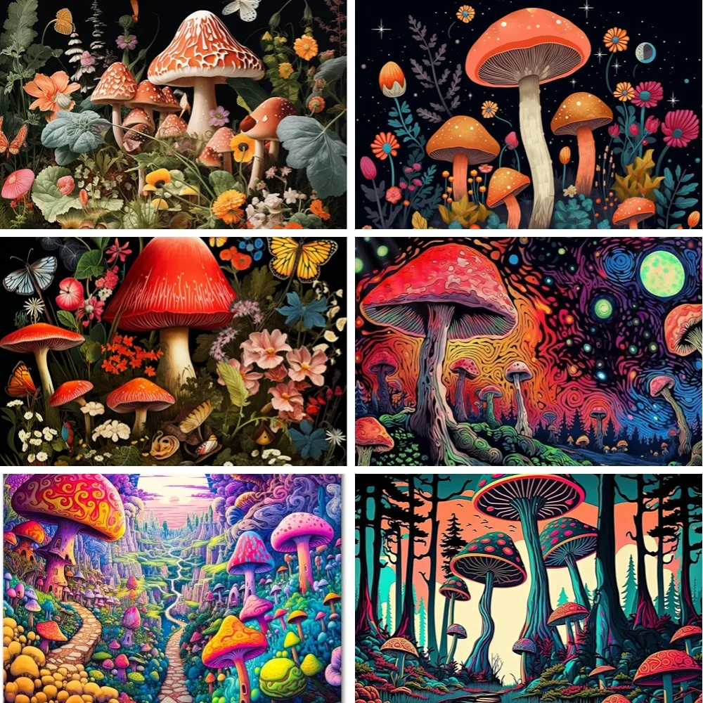 

Red Mushrooms Dark Academia 5D DIY Diamond Painting Kits for Adults, Full Drill Wonderland Flowers Fungus Gem Arts Cross Stitch