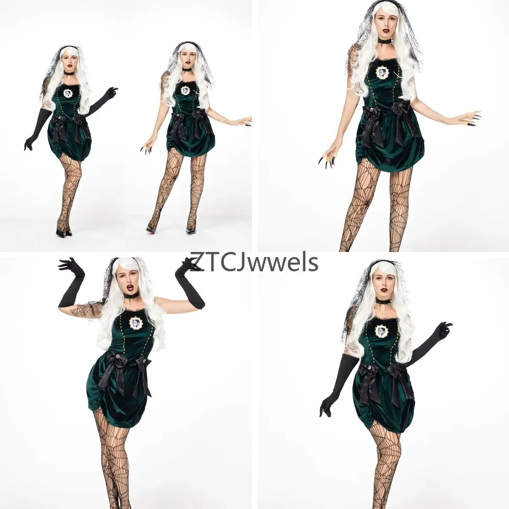 

Anime Cosplay Costume Female Ghost Witch Black Sleeveless Dress Halloween Party Outfit