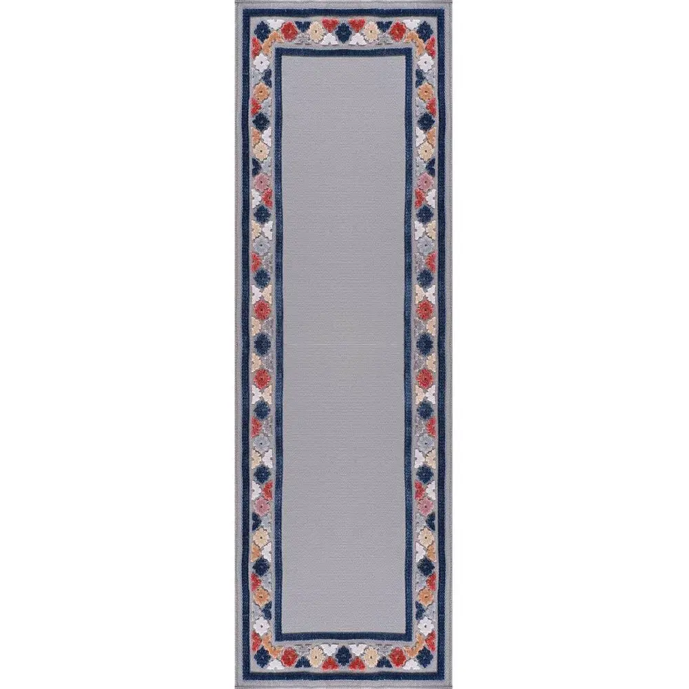 Outdoor Runner Rug 2x7 Bordered Area Rugs Indoor Outdoor Patio Easy Clean Non Shedding Living Room Porch Garden Washable Outside