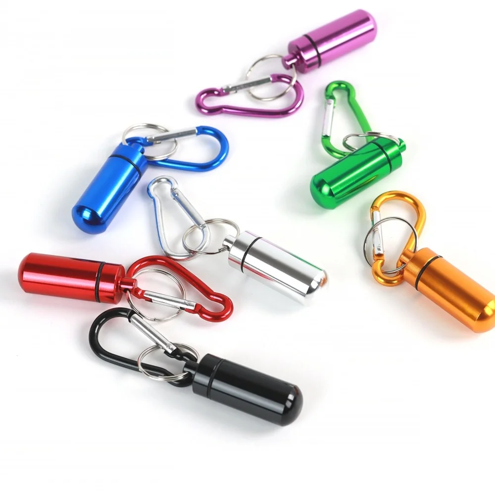 Hot Mini Waterproof Premuim Portable  Aluminum Pill Box Cases Container Organizer Storage for Vitamin Fish Oils Keychain Earplug