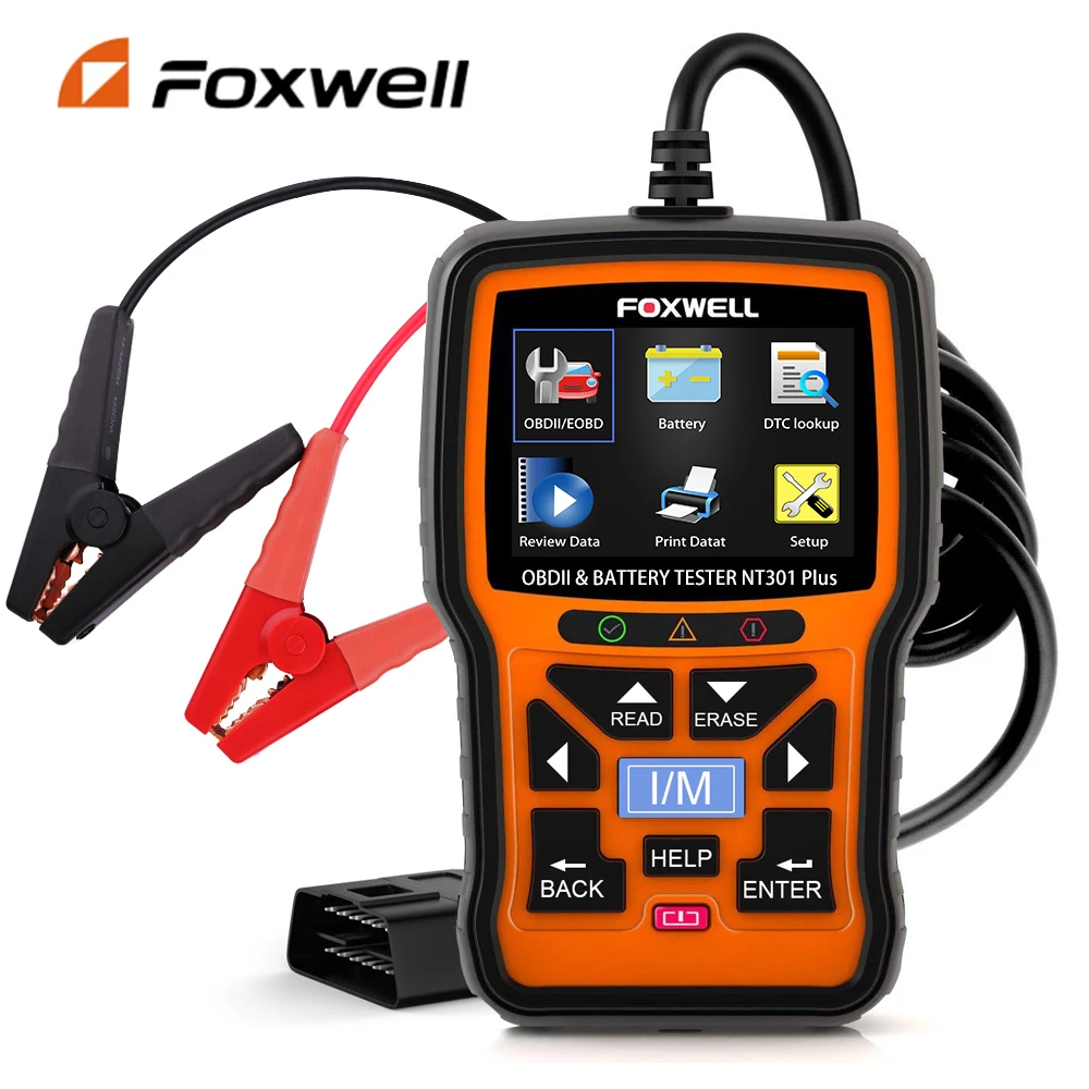 Newest FOXWELL NT301 PLUS OBD2 Scanner Battery Tester Diagnostic Tools Car Code Reader Check Engine Automotive Scanner pk NT301