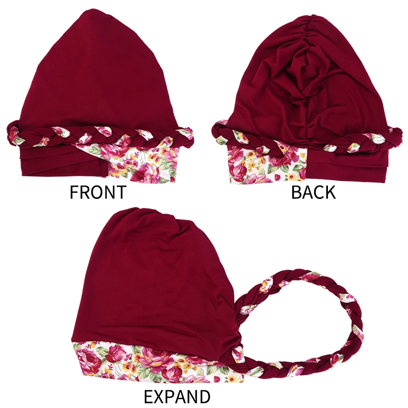 Women's Print Trendy Braid Muslim Turban Scarf islamic inner hijab cap Ladies Head Wrap Cover Hijab Scarf
