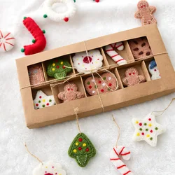 Christmas Wool Felt Pendant Felt Snowman Gingerbread Man Xmas Tree Hanging Ornaments DecorationNew Year Party Kids Gifts Navidad
