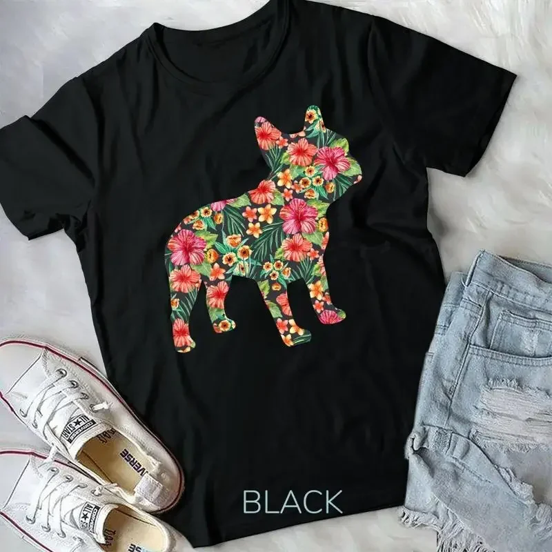 French Bulldog Flower T shirt Floral Frenchie Dog Silhouette Unisex T shirt