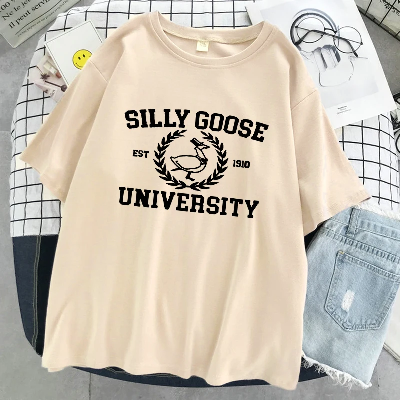 Silly Goose Est 1910 University Women T-Shirts Breathable Casual Tshirt Cartoons Cute Short Sleeve Fashion Sweat T Shirt