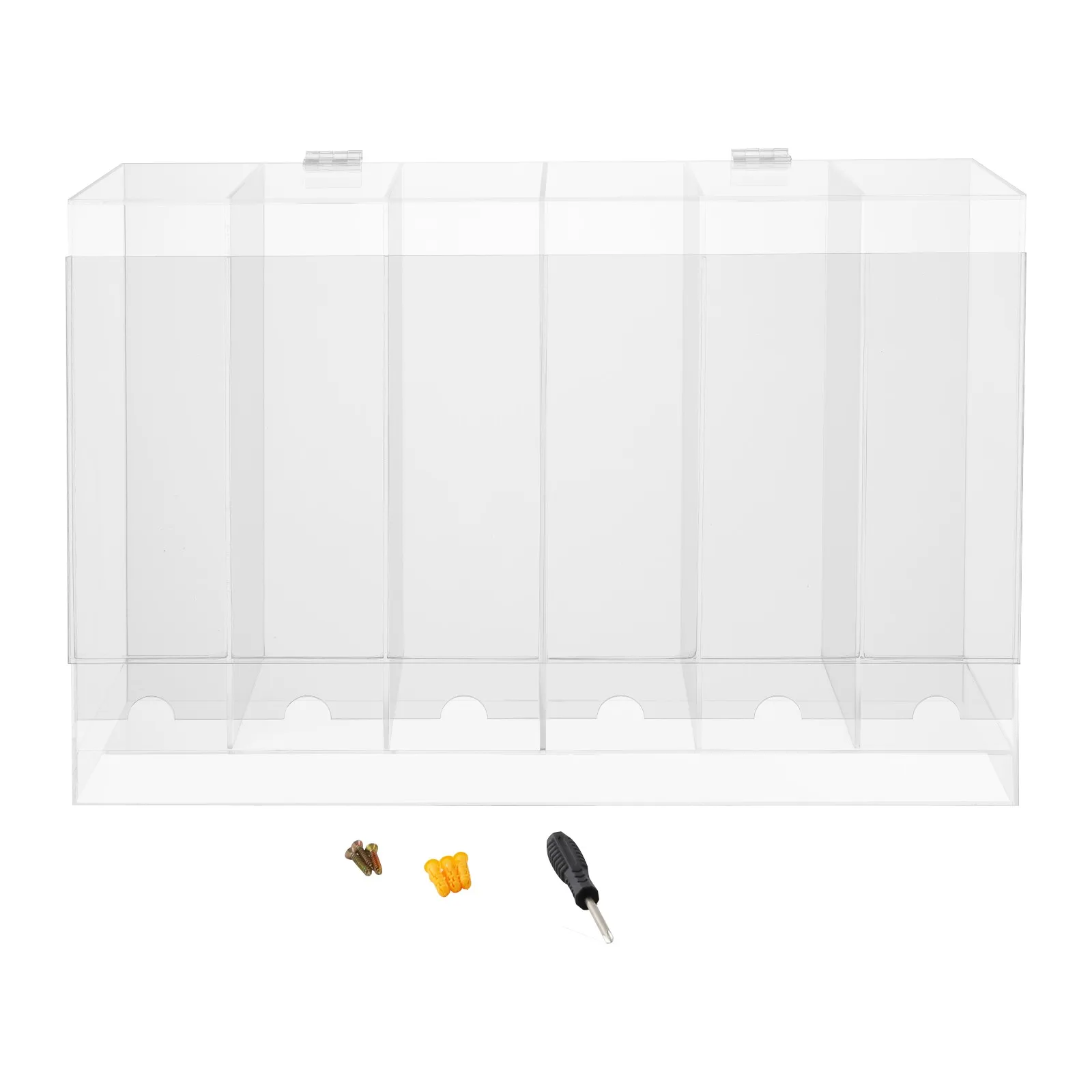 Dispensador de Pacotes de Cartas em Acrílico com 6 Compartimentos, 17.7*5.5*11.8in com Tampa