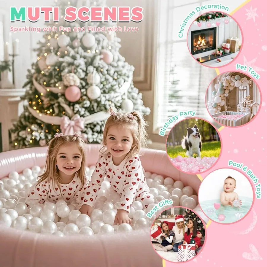 ลูกบอลพลาสติกสำหรับบ่อบอล รูปดาวและหัวใจ สำหรับเด็กเล็ก - 200 ลูก สำหรับความสนุกสนานในบ่อบอลและการเล่น