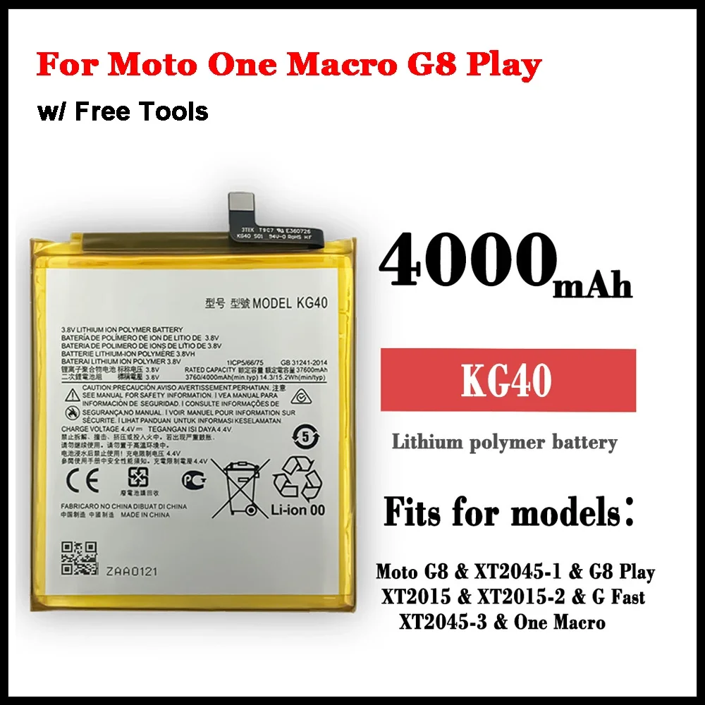 New High Quality 4000mAh KG40 Battery For Motorola Moto One Macro G8 Play , One Macro Dual SIM XT2015-2 XT2016-1 XT2016-2