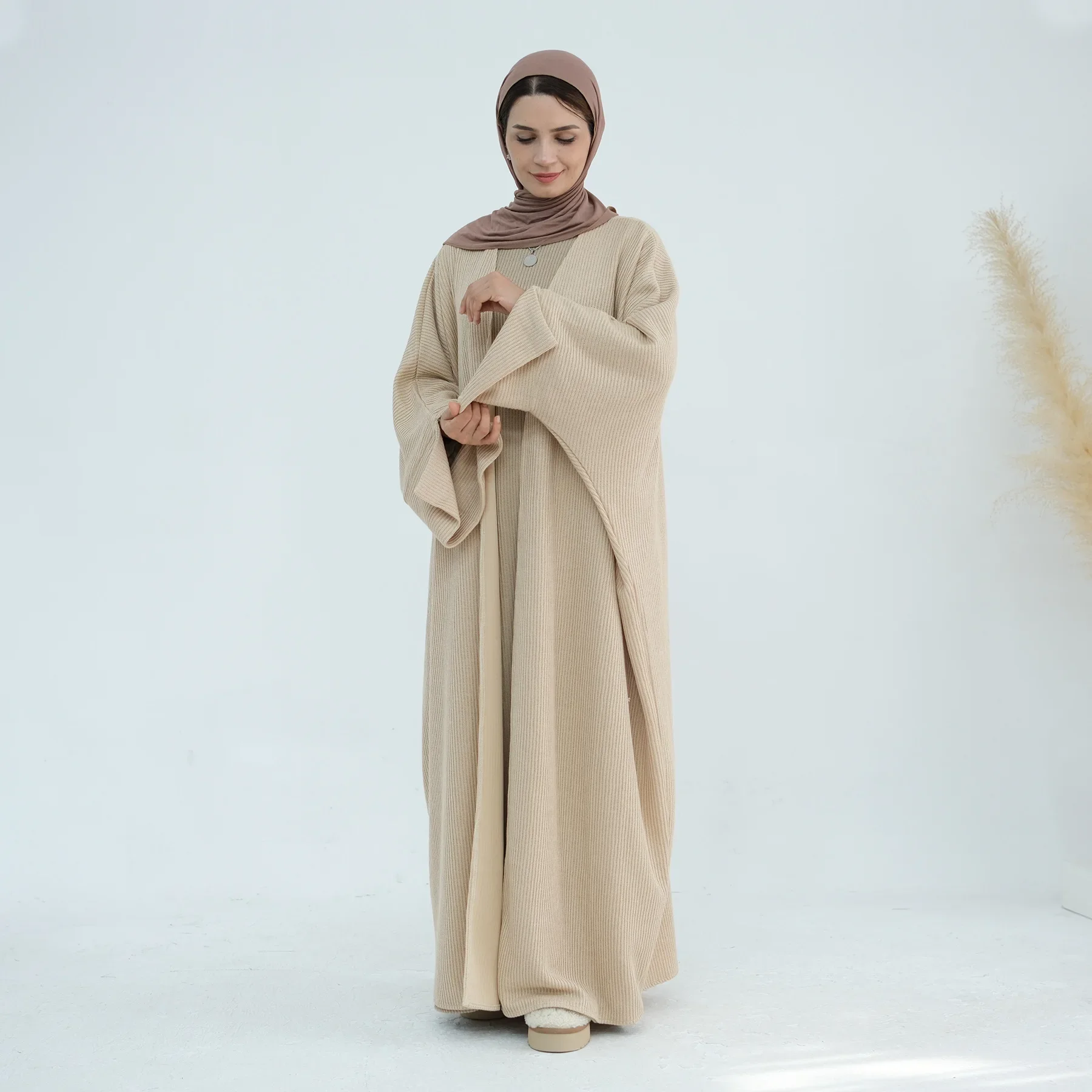 

Eid Winter Open Abaya Dubai Luxury Thick Knitted Loose Sweater Kimono Abayas for Women Muslim Islam Kebaya Kaftan Robe Ramadan