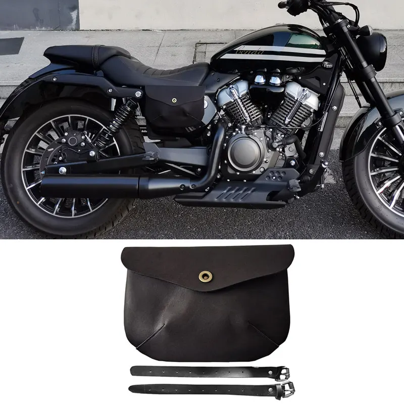 【Premium】For graystone 250 side cover bag side bag vintage black modified accessories storage ugly calfskin hanging bag