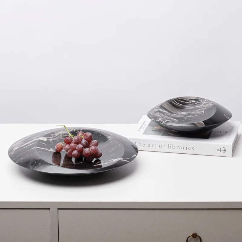 Natural marble irregular shaped stone fruit plate creative home model room coffee table tabletop storage ornaments