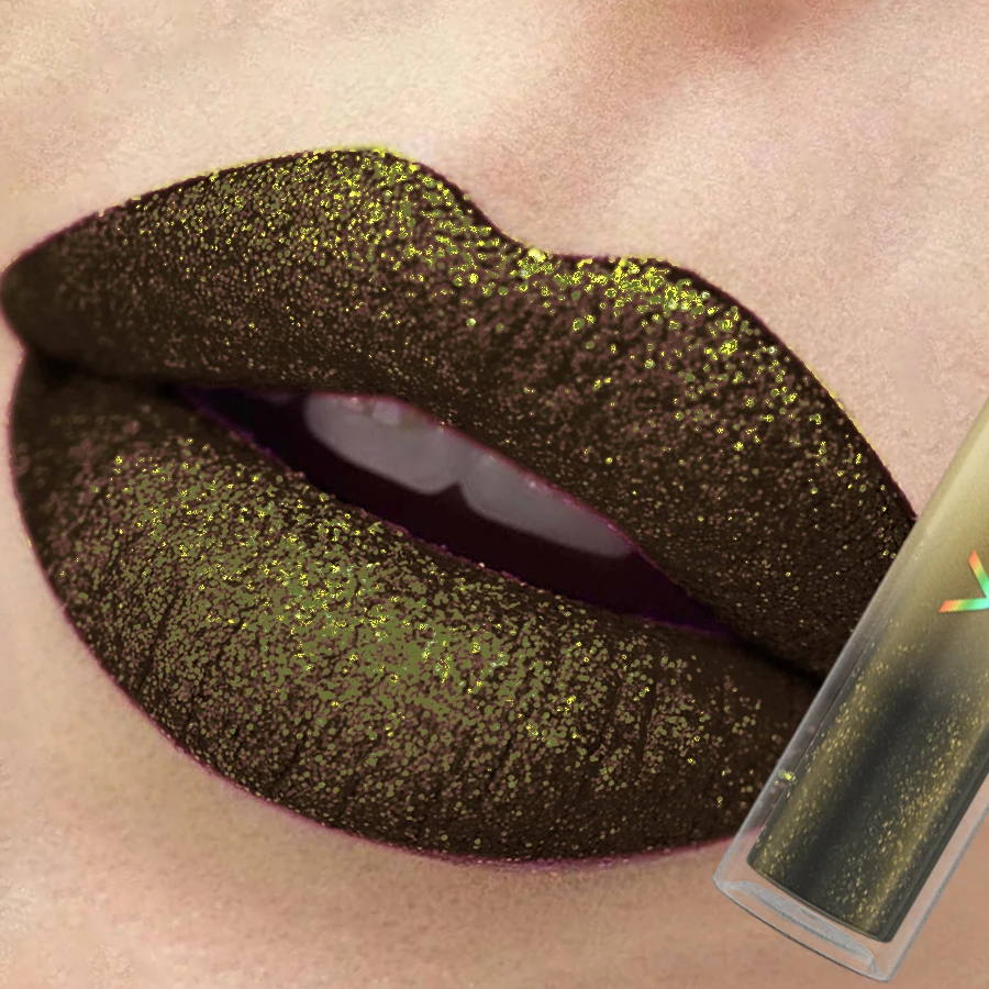 1個入り グリッターリップグレイズ 長持ちリップグロス 防水リキッドリップスティック グリーン 韓国メイク リップオイル 高発色リップティント ギフト