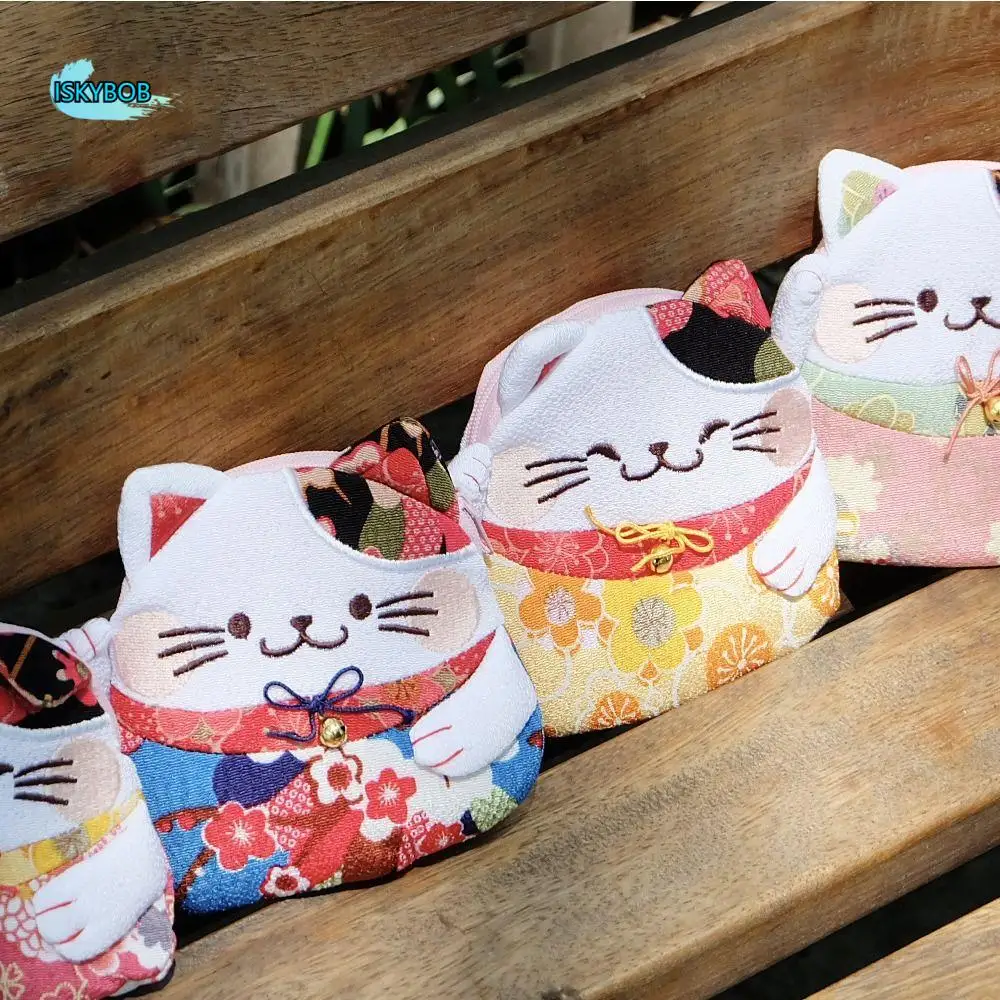 

Повседневный японский стиль Maneki Neko кошелек для монет с цветочным принтом на молнии Lucky Cat клатч из искусственной кожи сумка для хранения держатель для карт на открытом воздухе