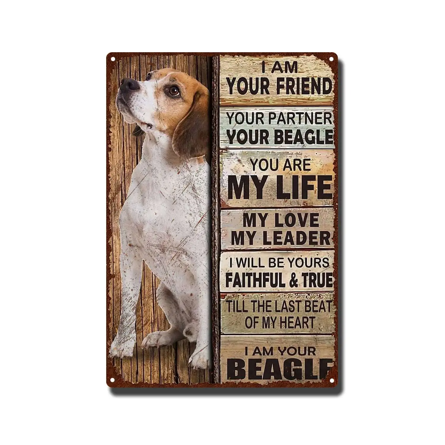 Vintage Beagle Tin Sign I Am Your Friend Metal Tin Sign Wall Art Aluminium Tin Sign for Home Decor--Tin Sign