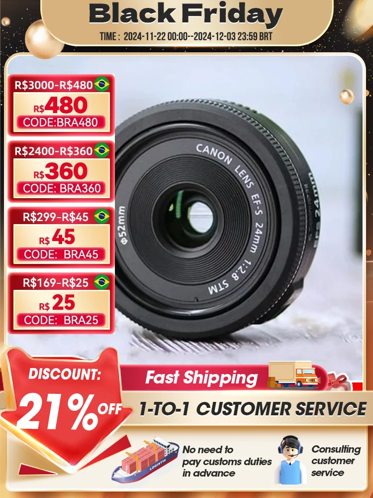 Canon EF-S 24mm F2.8 Large Aperture Wide-Angle Fixed Focus Autofocus Landscape APS-C Format Digital SLR Camera Lens For 250D SL3