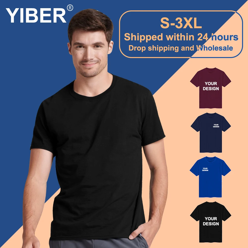 Custom T-shirt Front Back Sleeve Print Professional Your Own Logo Text Photo Male Personalized Leisure T Shirt Tees Men\'s Tops