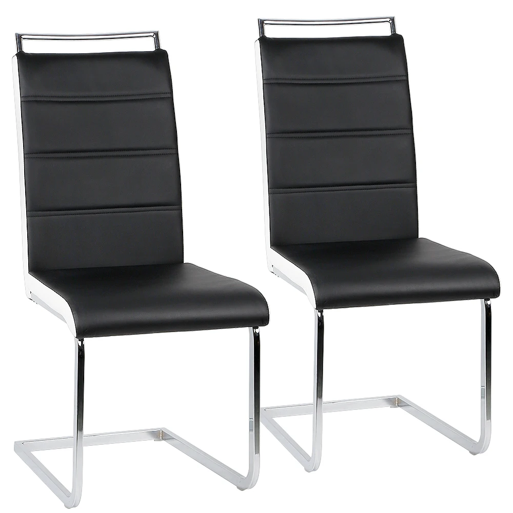 Sedie da pranzo, set di 2, sicure e antiscivolo, in acciaio inossidabile zincato, ergonomiche, anti-fatica, imbottite, per soggiorno, sala conferenze