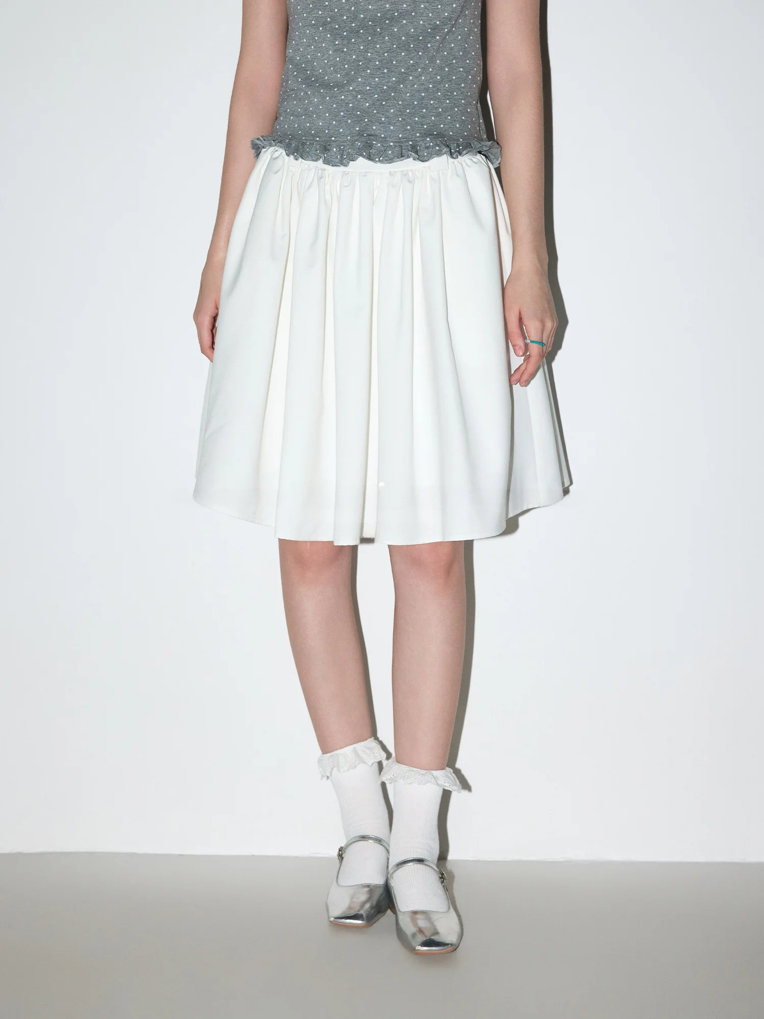 

Белая плиссированная юбка в американском ретро-стиле MoodBerry, женская летняя юбка с высокой талией, однотонная, повседневная, универсальная, средней длины