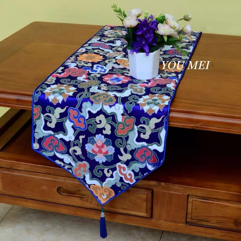 Tibetan-Style Tablecloth Mat,Colorful Altar Cloth,Embroidered Auspicious Cloud Pattern Offering Table Ritual Mat Buddhist Item