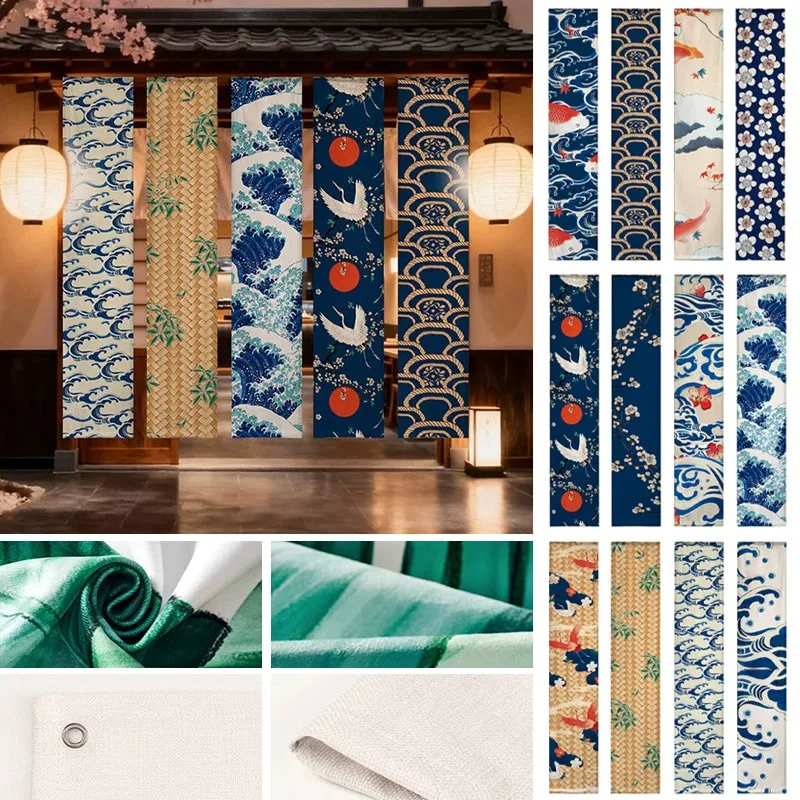 1 unidad de tapiz Noren japonés, tela decorativa tradicional para restaurantes de sushi y ramen, cartel colgante, decoración para tiendas Izakaya de Japón