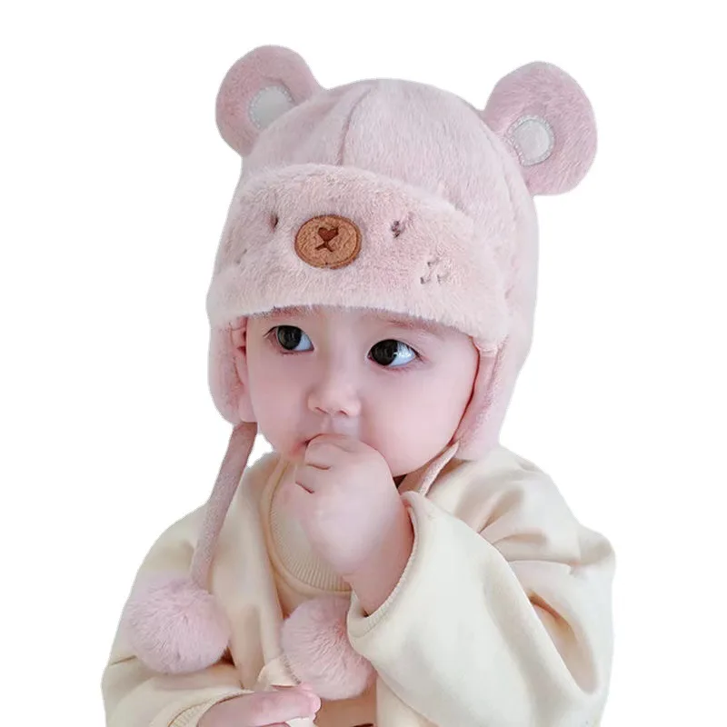 0-2Years Old Winter Cute Baby Warm Hat Knit Skull Beanie Cap Photo Prop for Toddler Girls Boys Plush Fluffy Puffy Caps