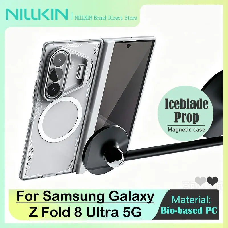NILLKIN Iceblade Prop Magnetic Case For Samsung Galaxy Z Fold 8 Ultra Eco-Friendly Bio-Based Material, Non-Yellowing Clear Cover